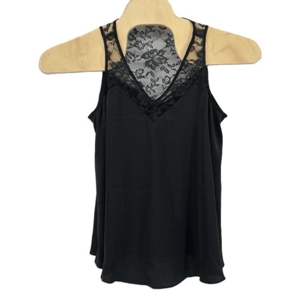 Torrid Black Lace Yoke Charm Tank Top Sleeveless V-Neck Size 00 M/L 10 Goth